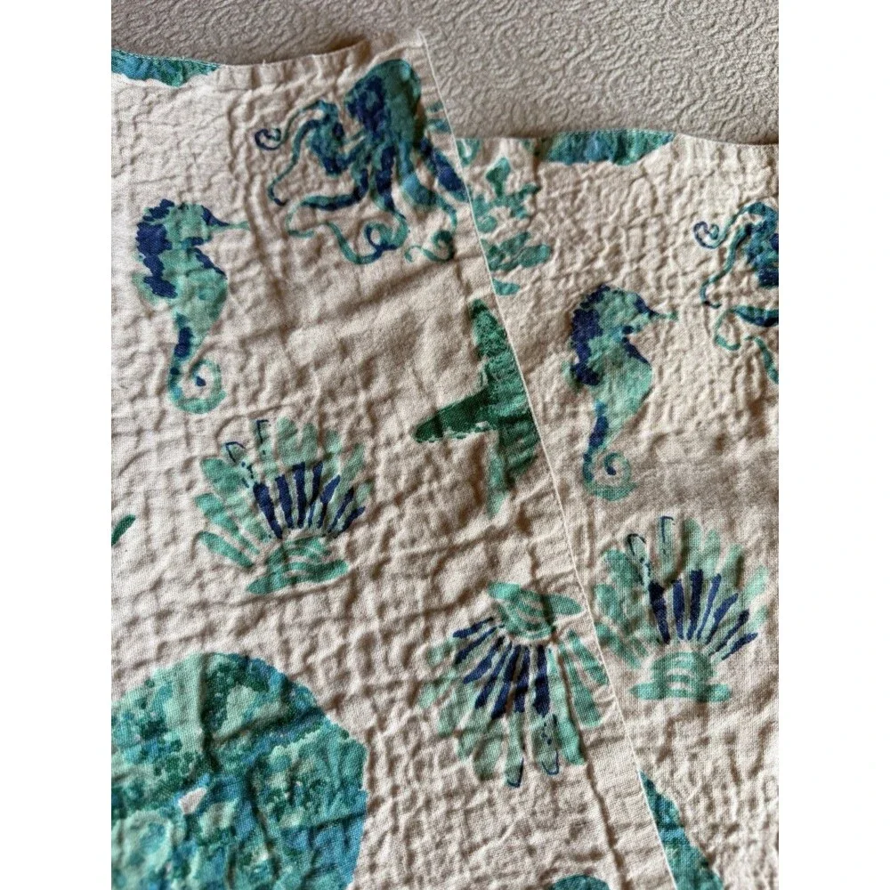 Beach seaside  table runner starfish Shells  14” X 64”